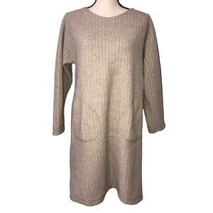 The Territory Ahead Dress Size MP Ribbed Knit Lambswool Long Sleeve Made Italy